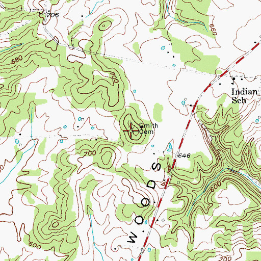 Topographic Map of Smith Cemetery, KY