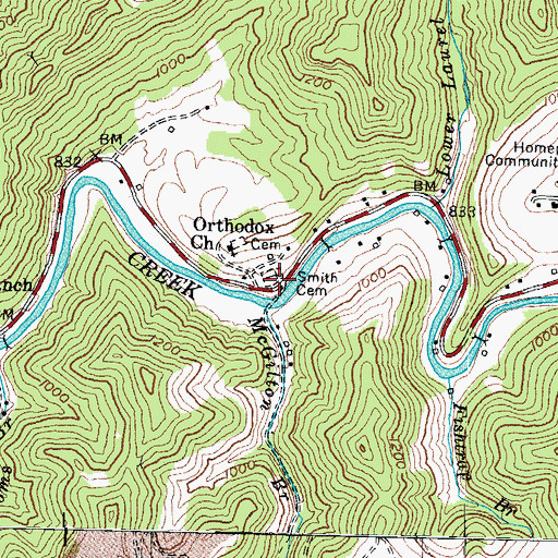 Topographic Map of Smith Cemetery, KY