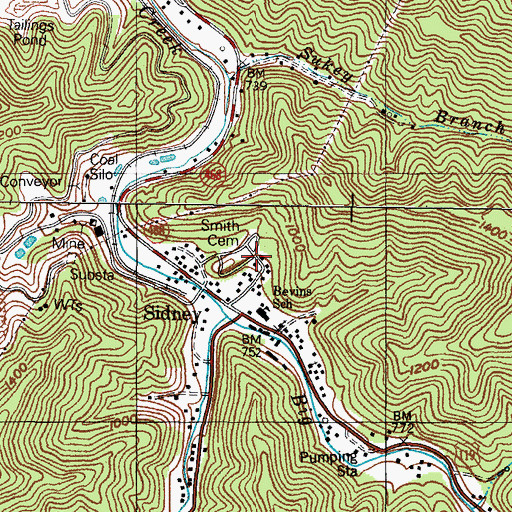 Topographic Map of Smith Cemetery, KY