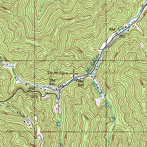 Topographic Map of Smith Cemetery, KY