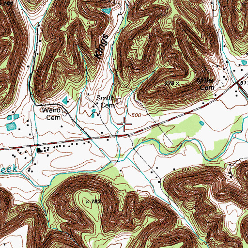 Topographic Map of Smith Cemetery, KY