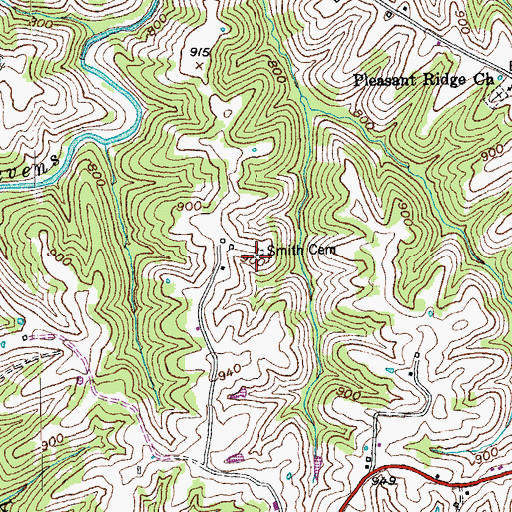 Topographic Map of Smith Cemetery, KY