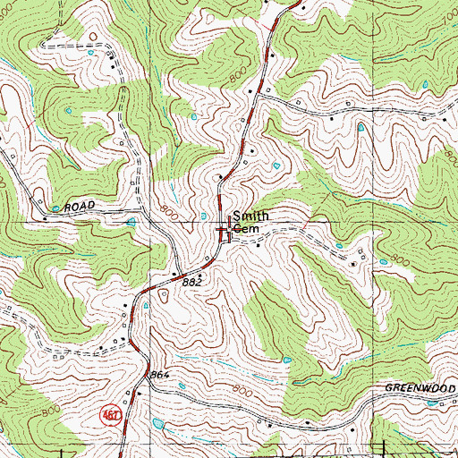 Topographic Map of Smith Cemetery, KY