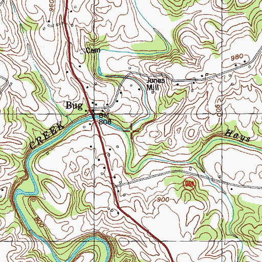 Topographic Map of Smith Creek, KY