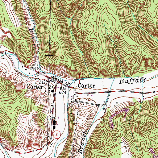 Topographic Map of Smith Creek, KY
