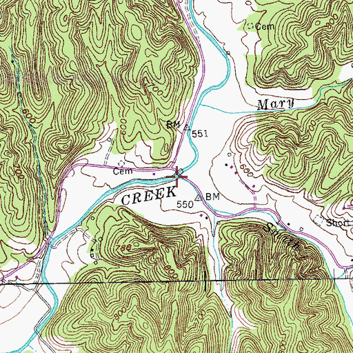 Topographic Map of Smith Creek, KY