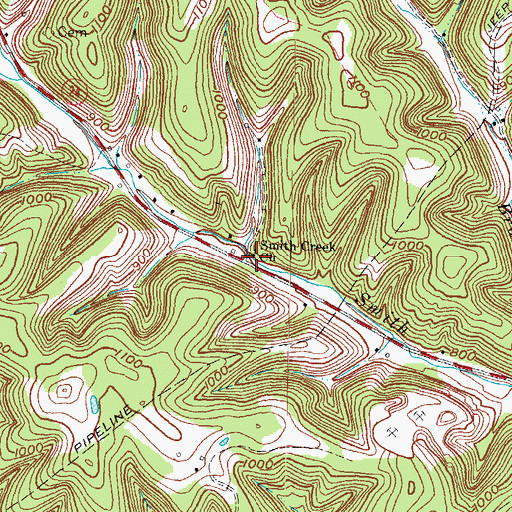 Topographic Map of Smith Creek Church, KY