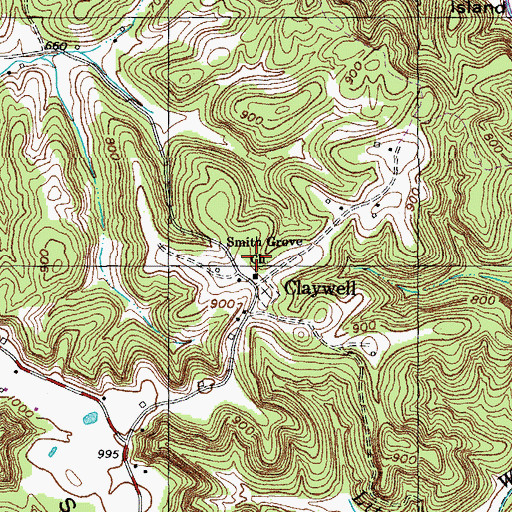 Topographic Map of Smith Grove School, KY