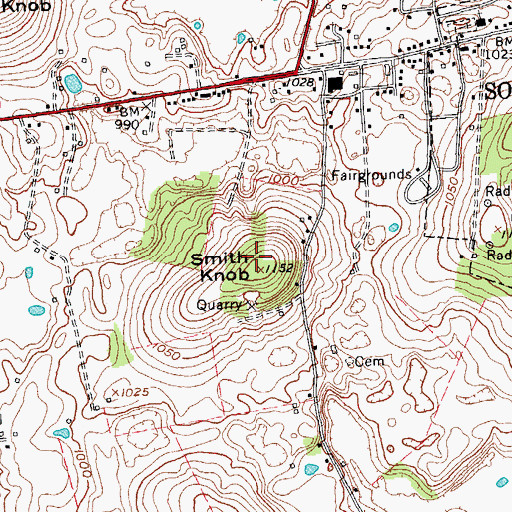 Topographic Map of Smith Knob, KY