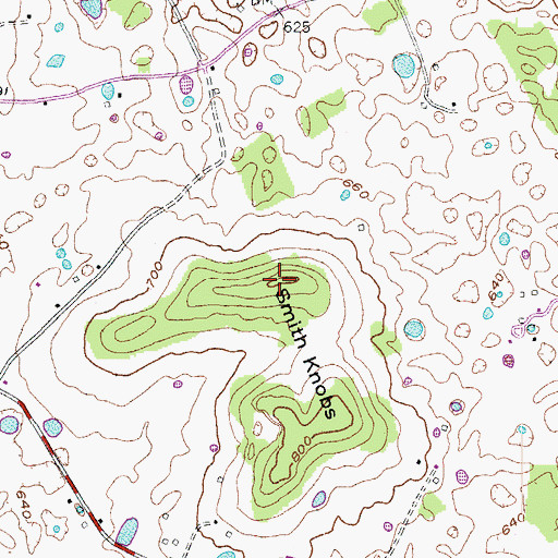 Topographic Map of Smith Knobs, KY