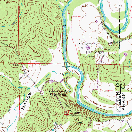 Topographic Map of Hubble Hollow, AR