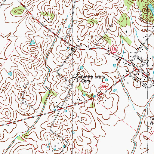 Topographic Map of Smith Mills Cemetery, KY