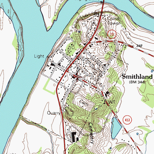 Topographic Map of Smithland, KY
