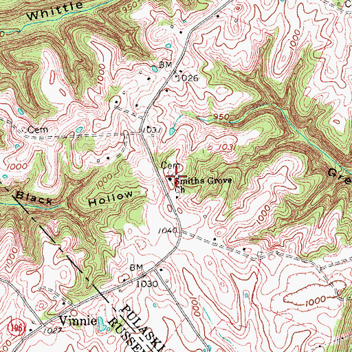 Topographic Map of Smiths Grove Church, KY