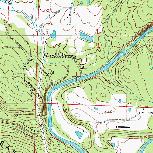 Topographic Map of Huckleberry Creek, AR
