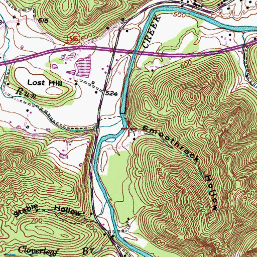 Topographic Map of Smoothrock Hollow, KY