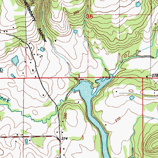Topographic Map of Huckleberry Hollow, AR