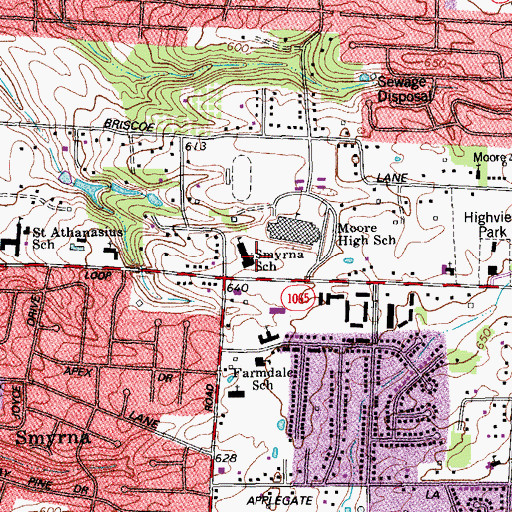 Topographic Map of Smyrna School, KY