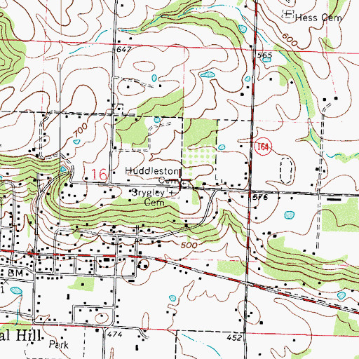 Topographic Map of Huddleston Cemetery, AR