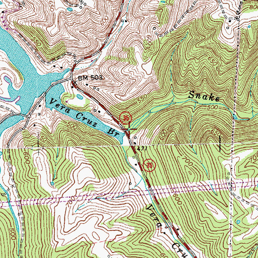 Topographic Map of Snake Creek, KY