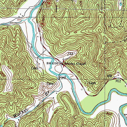 Topographic Map of Snivley Chapel, KY