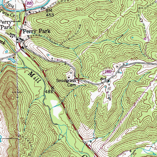 Topographic Map of Snodgrass Cemetery, KY