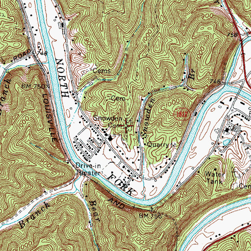 Topographic Map of Snowden Cemetery, KY