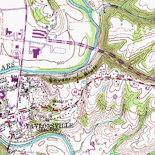 Topographic Map of Snyder Bluff, KY