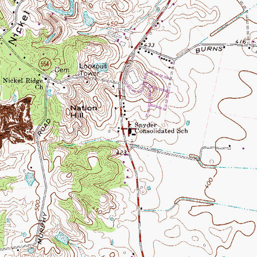 Topographic Map of Snyder Consolidated School, KY