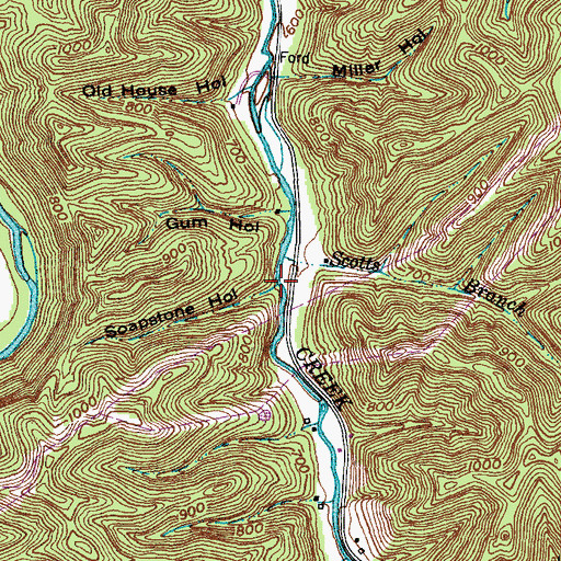 Topographic Map of Soapstone Hollow, KY