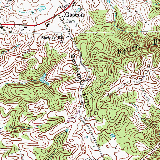 Topographic Map of Society Hill, KY