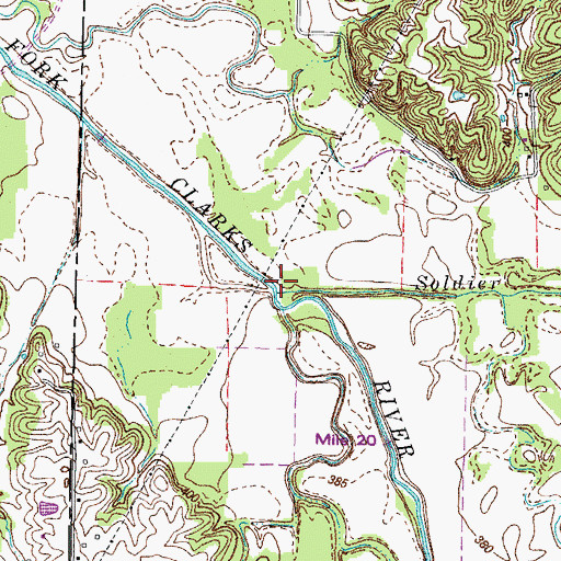 Topographic Map of Soldier Creek, KY