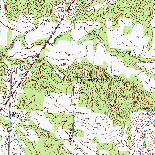 Topographic Map of Soldier Creek Primitive Baptist Church, KY