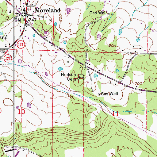 Topographic Map of Hudson Cemetery, AR