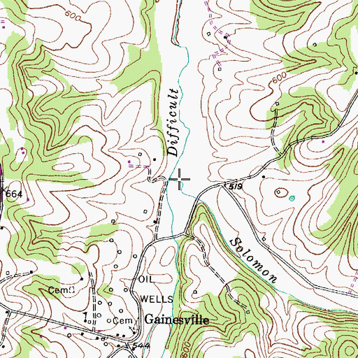 Topographic Map of Solomon Creek, KY