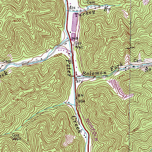 Topographic Map of Solomon Fork, KY