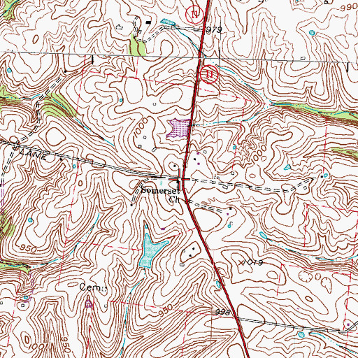 Topographic Map of Somerset Church, KY