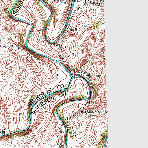 Topographic Map of Somerset Creek, KY