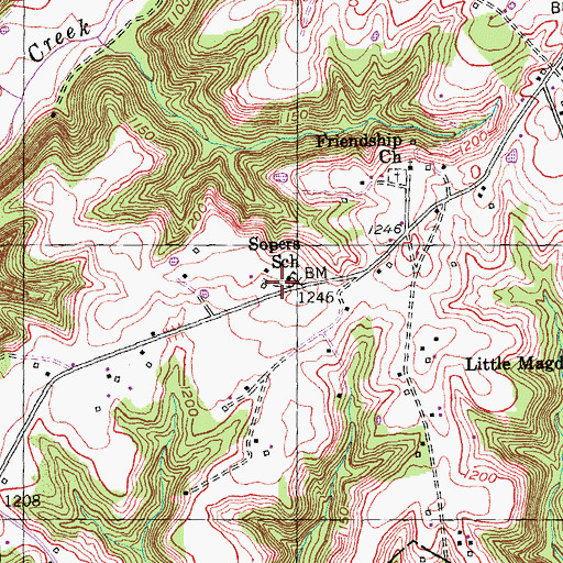 Topographic Map of Sopers School, KY