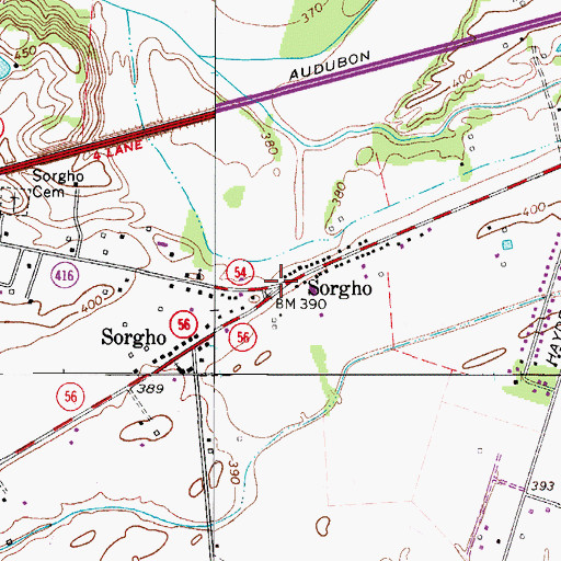 Topographic Map of Sorgho, KY