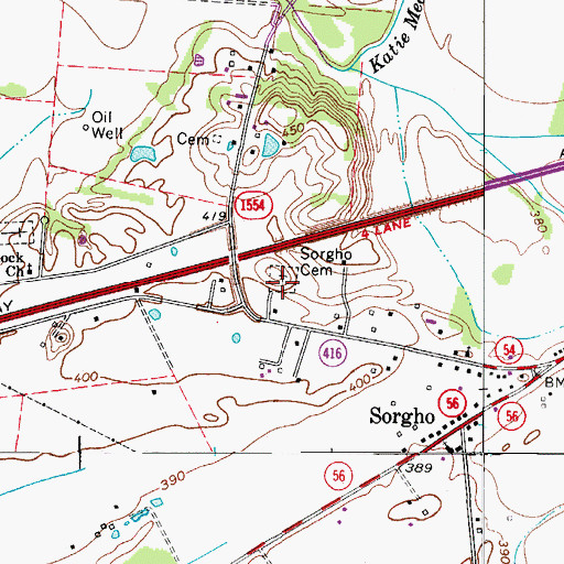 Topographic Map of Sorgho Cemetery, KY