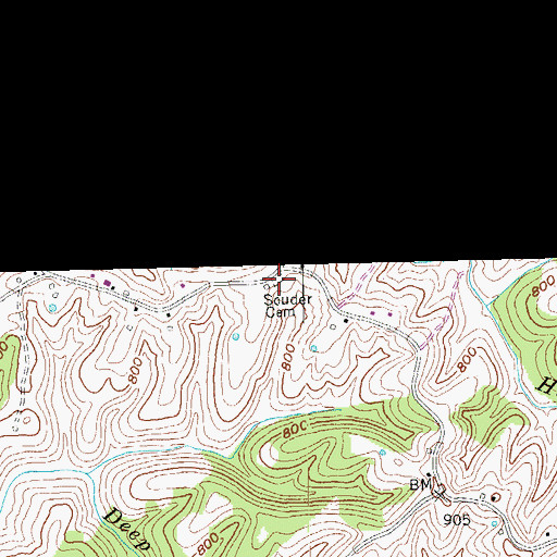 Topographic Map of Souder Cemetery, KY