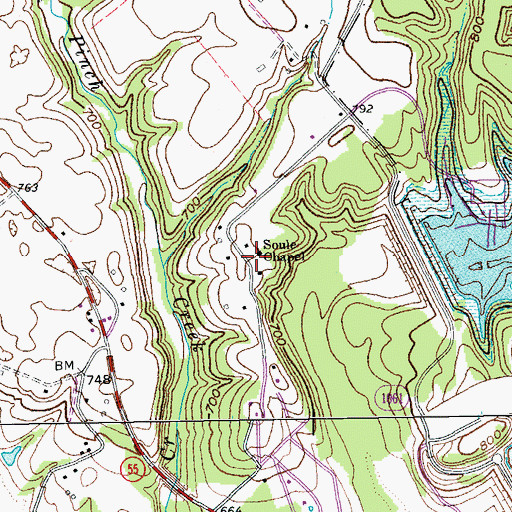 Topographic Map of Soule Chapel, KY