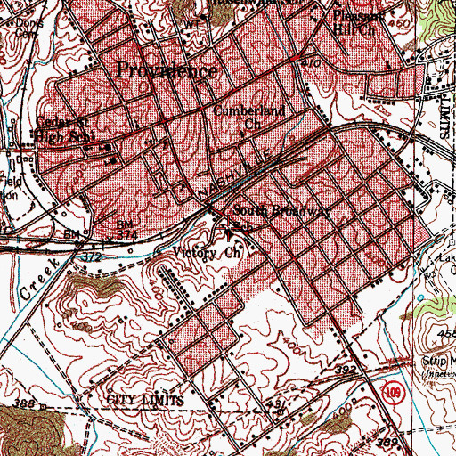 Topographic Map of South Broadway School, KY
