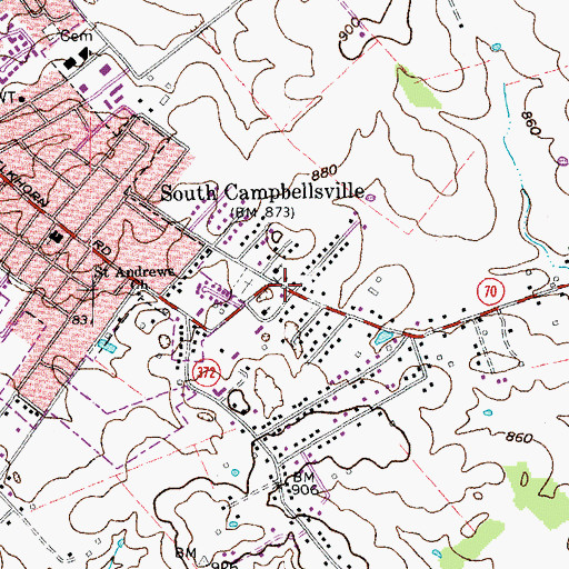 Topographic Map of South Campbellsville, KY