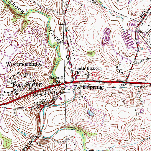 Topographic Map of South Elkhorn Church, KY