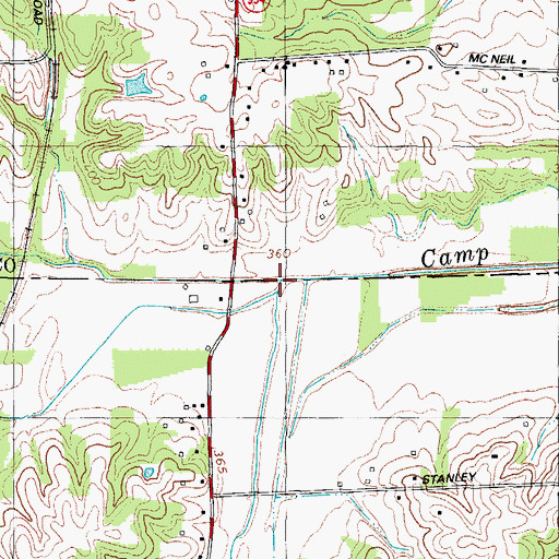 Topographic Map of South Fork Camp Creek, KY