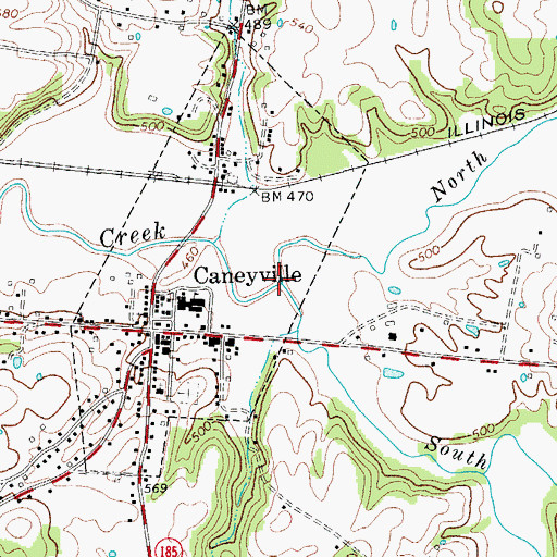 Topographic Map of South Fork Caney Creek, KY