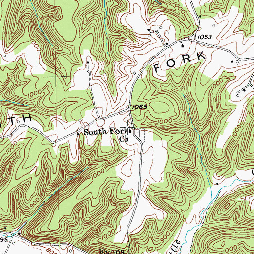 Topographic Map of South Fork Church, KY