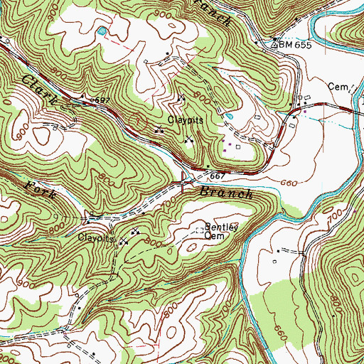 Topographic Map of South Fork Clark Branch, KY